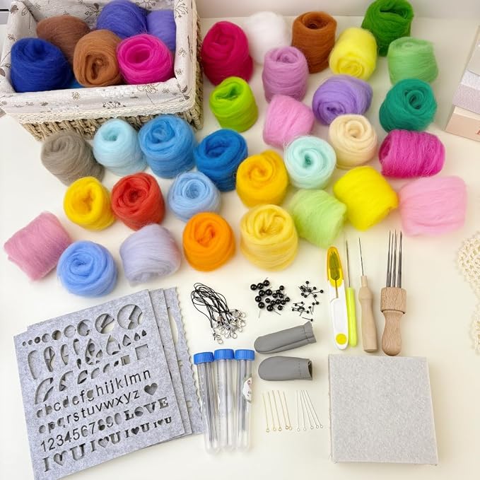 IcosaMro Needle Felting Kit 48 Color Wool Roving - Image 7