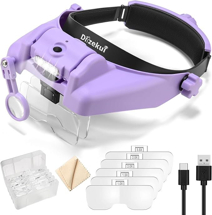 Dilzekui Headband Magnifying Glass by MagnifyingGlasswithLight