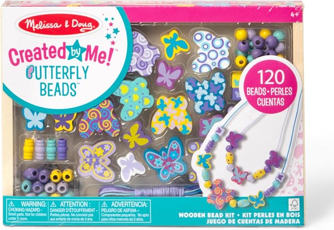 Melissa & Doug Created by Me! Butterfly Beads Wooden Bead Kit, 150+ Beads by Unknown