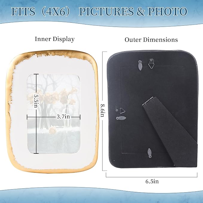 4x6 Picture Frame, Ornate Photo Frame White & Gold, Hand-Crafted Resin Table - Image 3