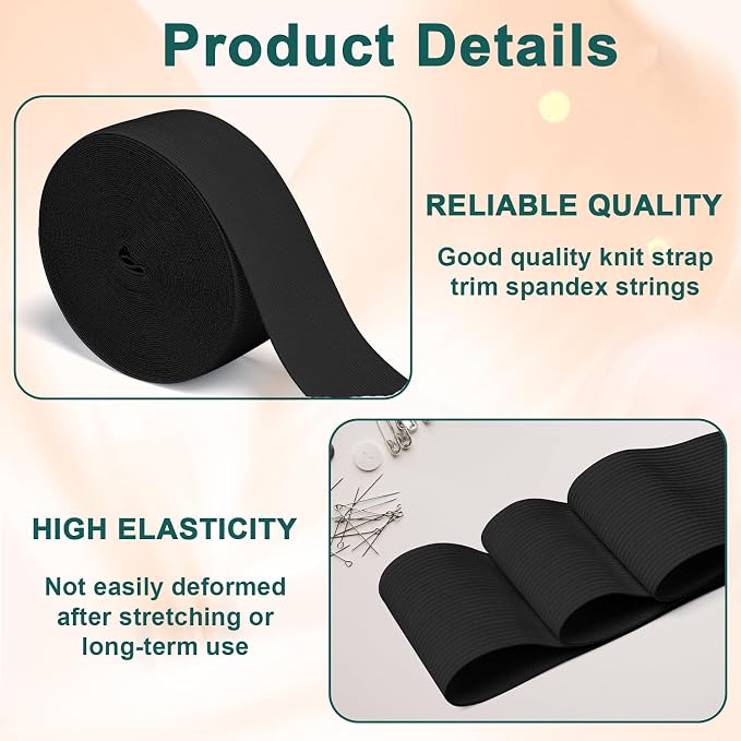 Airisoer 2 Inch Elastic Band for Sewing, 32 Yard High Elasticity Sewing Elastic - Image 3