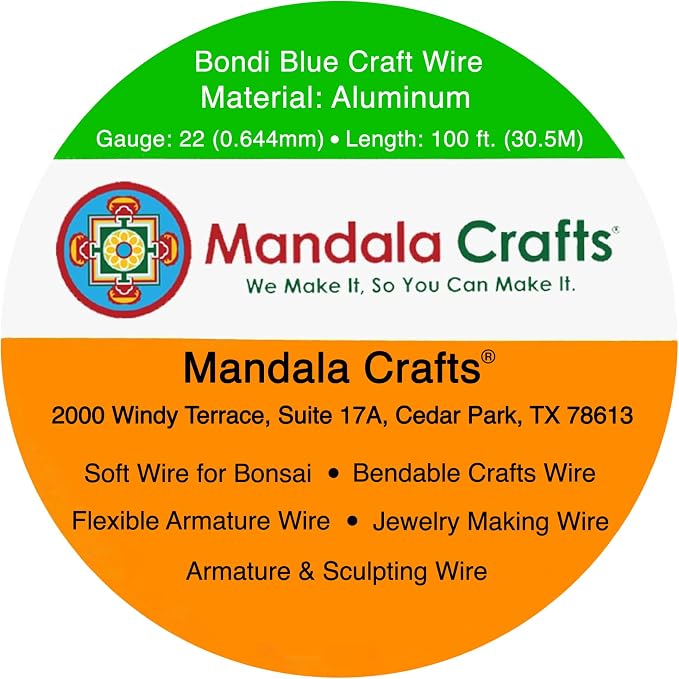 Mandala Crafts 22 Gauge Bondi Blue Anodized Aluminum Craft Wire, 100 FT | - Image 3