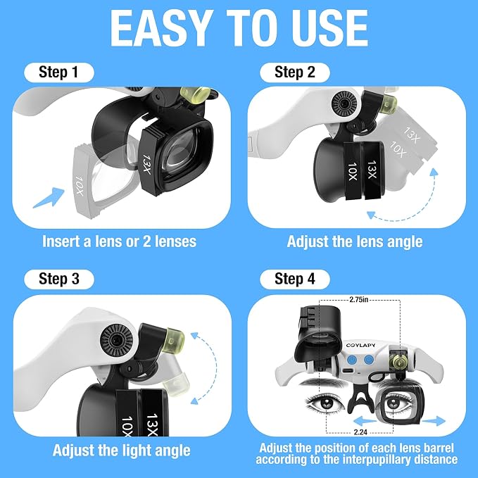 COYLAPY Magnifying Glasses for Close Work, Jewelers Magnifying Glass - Image 6