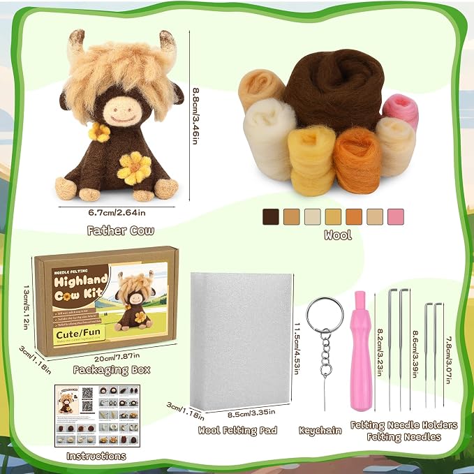 Yizzvb Needle Felting Kit, Highland Cow Needle Felting Kits - Image 2