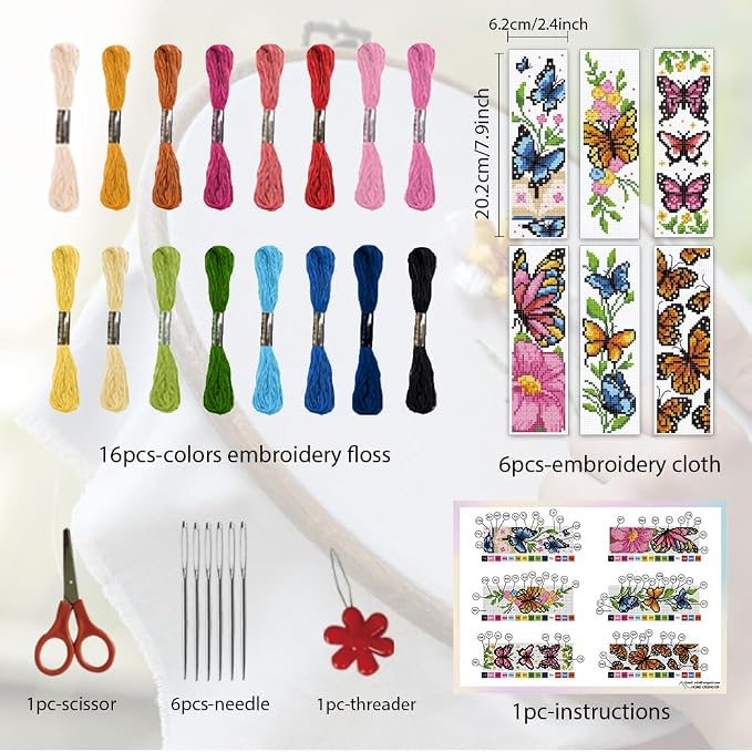 ORIGACH 6 Pcs Cross Stitch Bookmark Kit - Image 2
