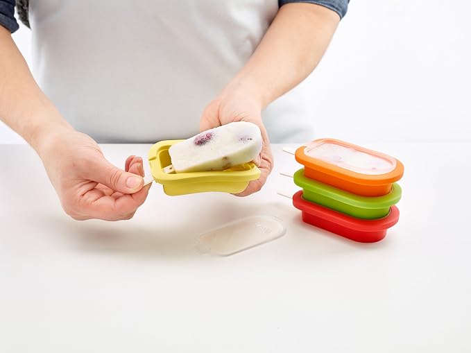 Lékué Set of 4 Stackable Popsicle Molds + Sticks & Lids, Homemade Freezer Ice - Image 7