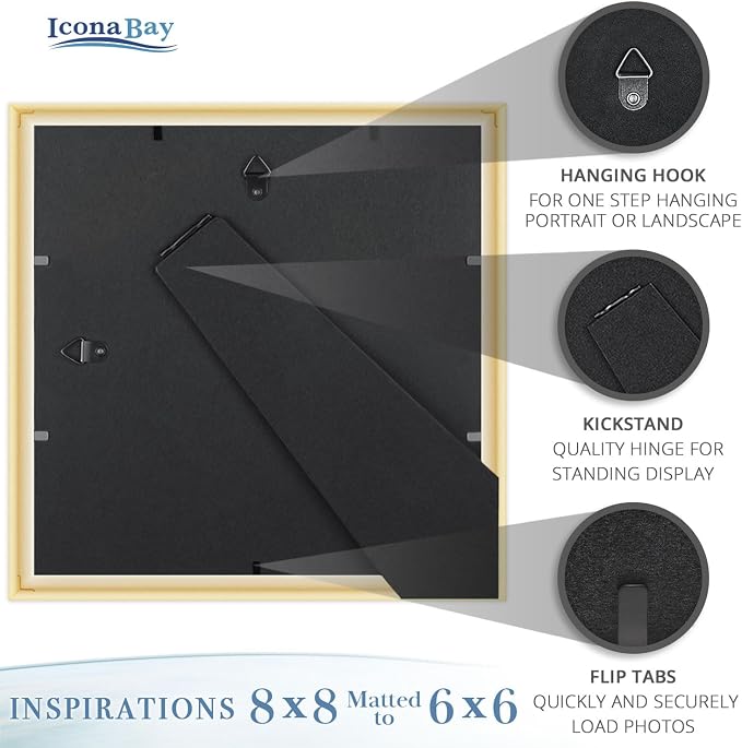 8x8 Picture Frames with 6x6 Mat, 6 Pack, Contemporary, Inspirations | These - Image 4
