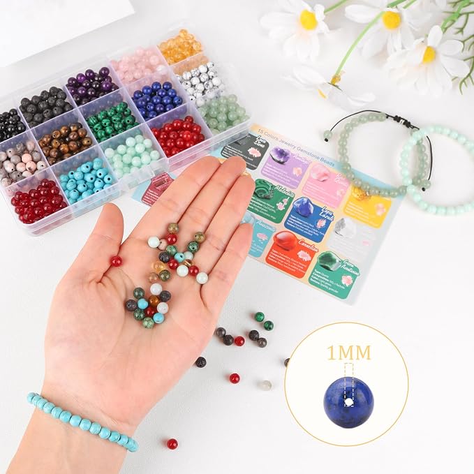 600pcs 15 Colors 6mm Natural Stone Beads Crystals - Image 5