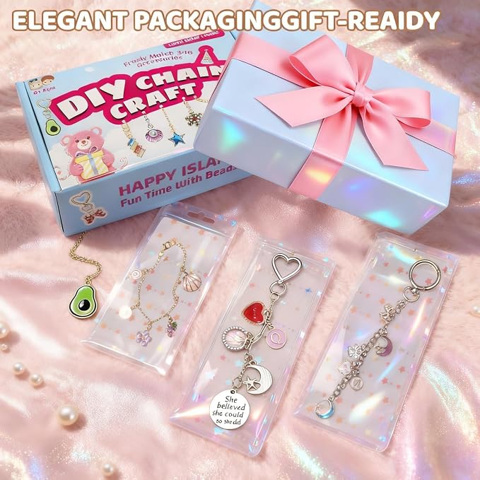 348Pcs Charms Lip Gloss Keychain Making Kit, DIY Craft - Image 3