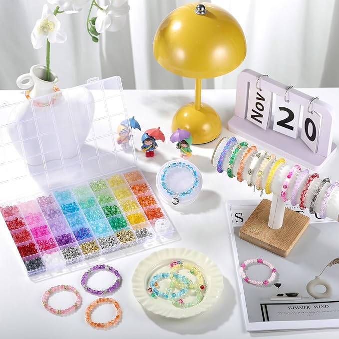 Funtopia Glass Beads for Bracelets 6mm, Crystal Beads for Bracelets DIY Crafts - Image 3