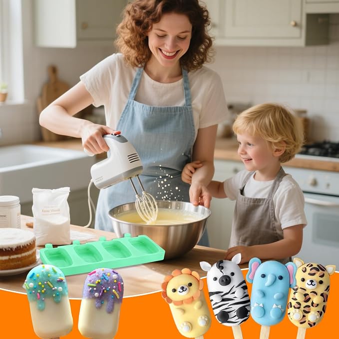 Mity rain 2 Pack Cake Pop Molds Silicone, 8 Cavity Reusable Cakesicle Molds | - Image 3