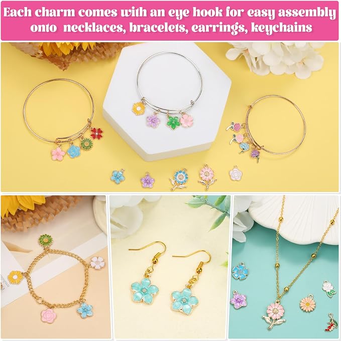 Mckanti 150Pcs 75 Pairs Spring Flower Charms - Image 4