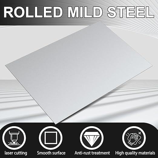 Hicarer 4 Pcs Mild Steel Sheet Cold Rolled 18 Gauge Metal Plate Weldable Metal Sheets for Professional Industrial DIY Use, Clean Surface Easy to Weld (12" X 16")