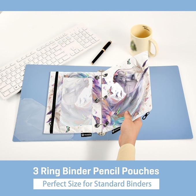 White Horse Butterflies Pencil Pouch - Image 4