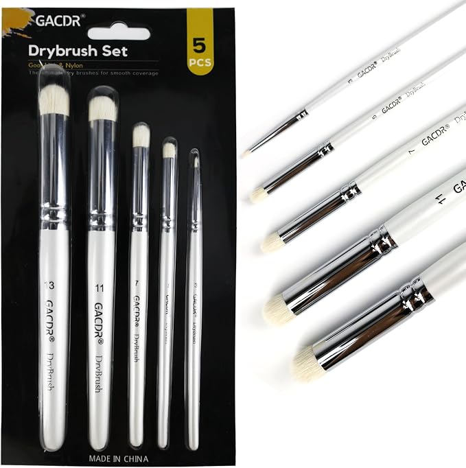 GACDR Dry Brush Miniature Painting, 5 Sizes Drybrush Set by GACDR