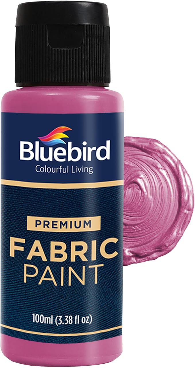 BLUEBIRD Fabric Paint, Cosmic Pink, 3.4 Fl Oz, Permanent Fabric Paints by BluebirdArts
