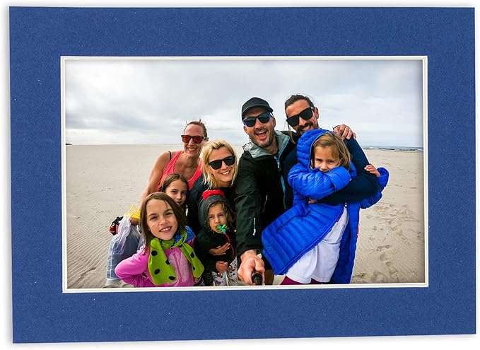 11x14 Mat for 8.5x11 Photo - Precut Bottle Blue Picture Matboard for Frames 11 x 14 Inches - Bevel Cut to Display Art 8.5 x 11 Inches - Acid Free Pack of 100 MATS with Backing Boards & Clear Bags