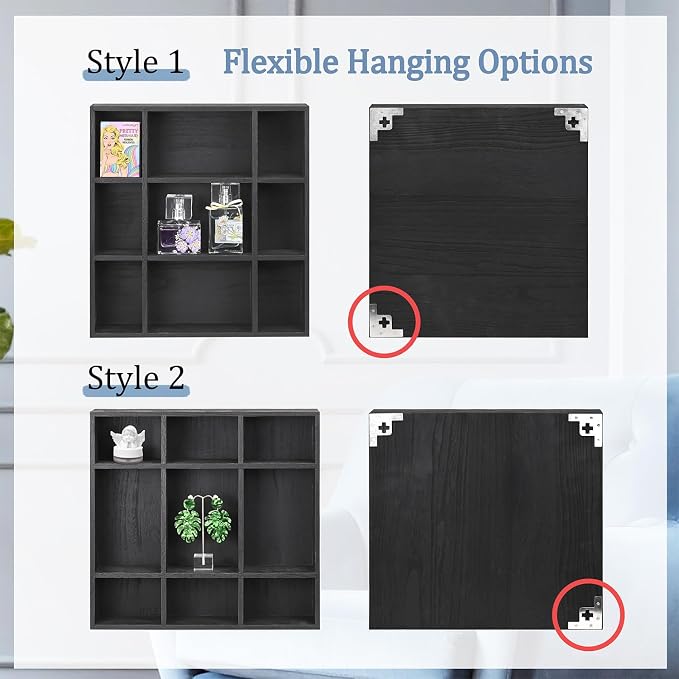 Ikee Design 3 Pcs Set Wooden Shadow Cubby Box Display Shelf Organizer Storage - Image 4