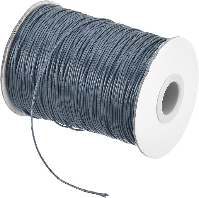 MECCANIXITY Waxed Cord 0.8mm Waxed Polyester Cord 175 Yard Wax String for Bracelet Making,Necklaces, Beading,Jewelry Making and DIY Crafts(Dark Gray)