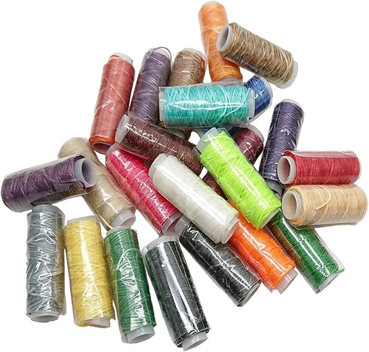 24 Colors Waxed Thread, Leather Sewing Thread,Hand Stitching Thread for Hand Sewing Leather and Bookbinding, 13Yards Per Color