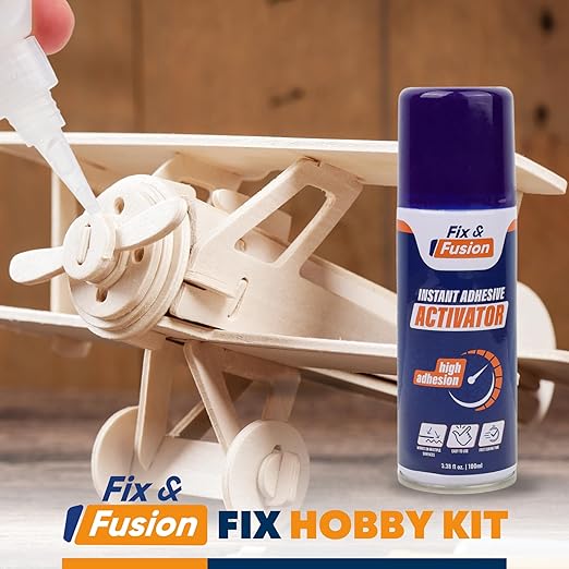 FIX & FUSION Activator Spray (3.38 Fl Oz), Instant Cure Accelerator for Cyanoacrylate (CA) Super Glue for Wood, Plastic, Rubber, Granite, and DIY & Professional, Accelerates Bonding Strength, (6 Pack)