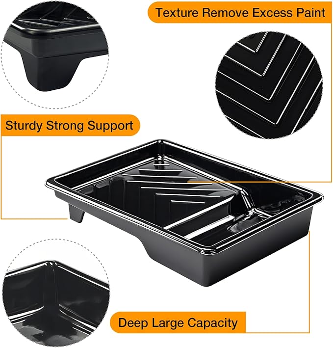 Great Andrew 12 Pack Paint Tray Liners 7 Inch, 1 PC Sturdy Plastic Tray with 11 PCS Disposable Paint Tray Liners, Paint Roller Trays, Paint Pan Liners for DIY Painting Projects, Walls, Furniture