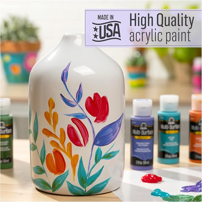 FolkArt Multi-Surface Satin Acrylic Paint in Assorted Colors, 16 oz, Pure Black - Image 4