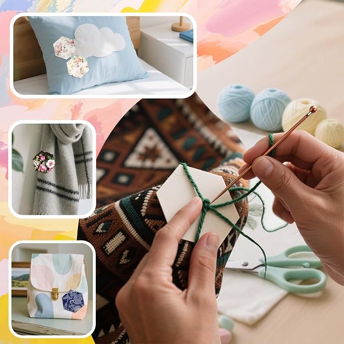 420 PCS Piecing Paper for Quilting 1", 1.5"and 2" Hexagon Quilting Template | - Image 7