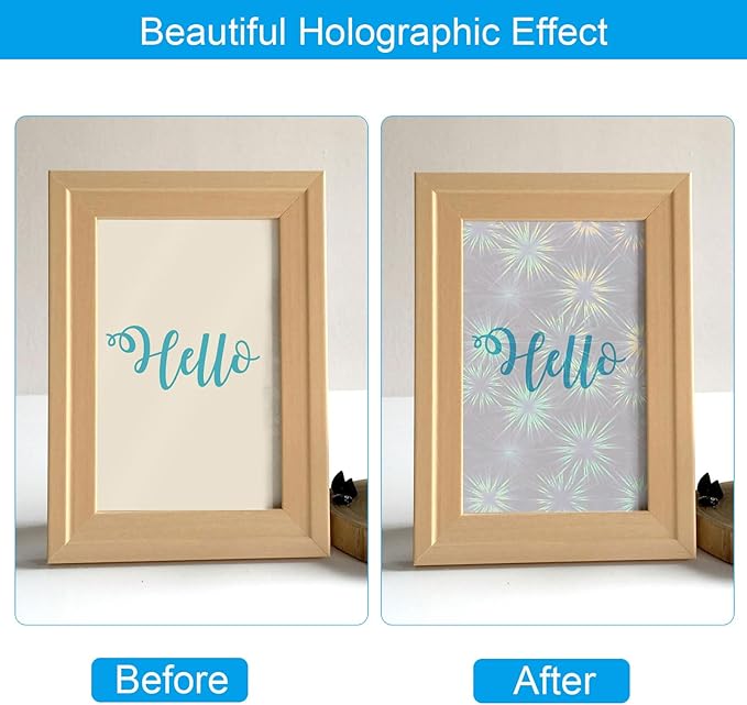 PATIKIL 11.7x8.3" Holographic Sticker Paper, 10Sheets A4 Polypropylene Self-Adhesive Transparent Waterproof Laminate Overlay Film for Photo Cards Scrapbook Decorations, Blossom