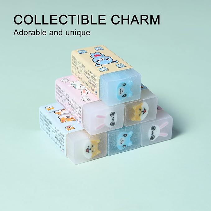 HILAZA 18Pcs Cute Animal Erasers for Kids Bulk, Kawaii Fun Pencil Jelly Erasers for School Classroom Supplies Prize Gifts Party Favors