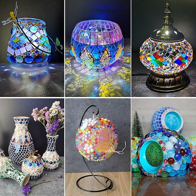 50PCS Mini Glass Gems, Mixed Colour Mancala Stones Flat Bottom Marble Beads - Image 6