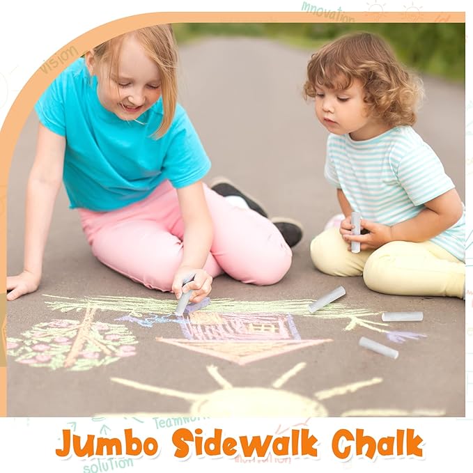 20 Pcs Sidewalk Chalks for Kids Non Toxic Jumbo Chalk for Party Gift Outdoor Art Classroom Play Painting (White)