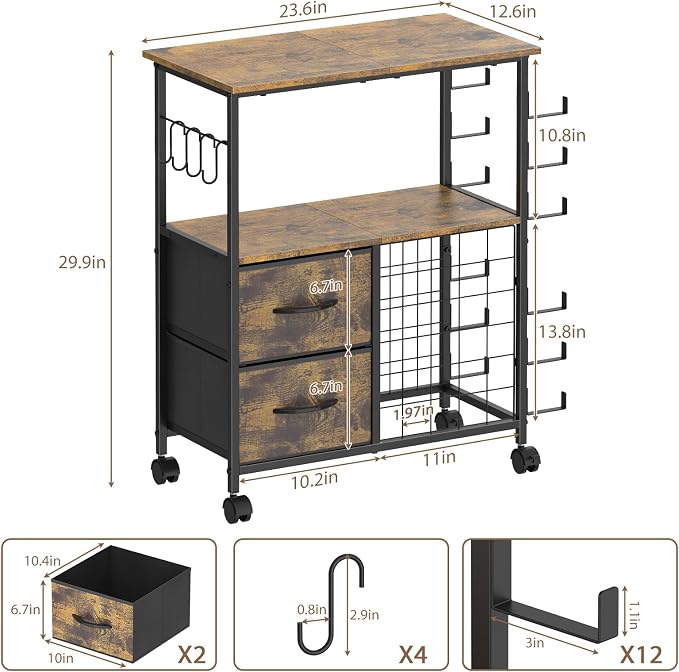 Craft Table Compatible with Cricut Machines Rolling Craft Storage Cart with - Image 2