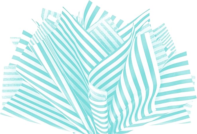 Flexicore Packaging Azure Pin Stripe Print Gift Wrap Tissue Paper Size: 15 Inch X 20 Inch | Count: 50 Sheets | Color: Azure Pin Stripe