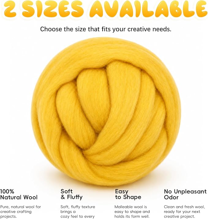 3.53oz Wool Roving: Needle Felting Wool White Roving Wool Felting Supplies Pure - Image 8