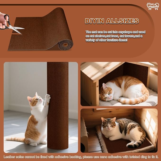 Cat Scratching mat, Self-Adhesive Trimmable cat Scratch Furniture Protector - Image 3