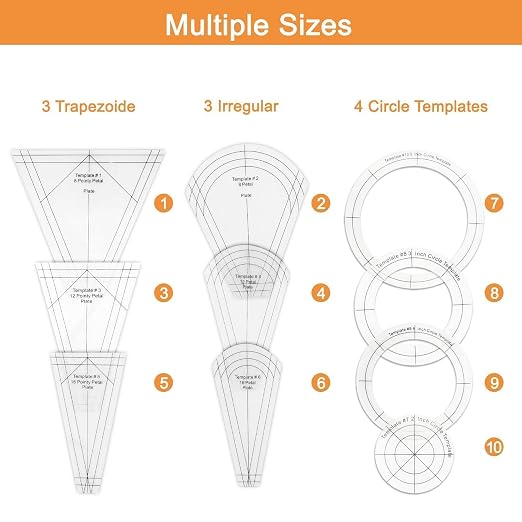 EEEKit 10 PCS Dresden Quilt Templates, Acrylic Quilting Template Ruler - Image 4