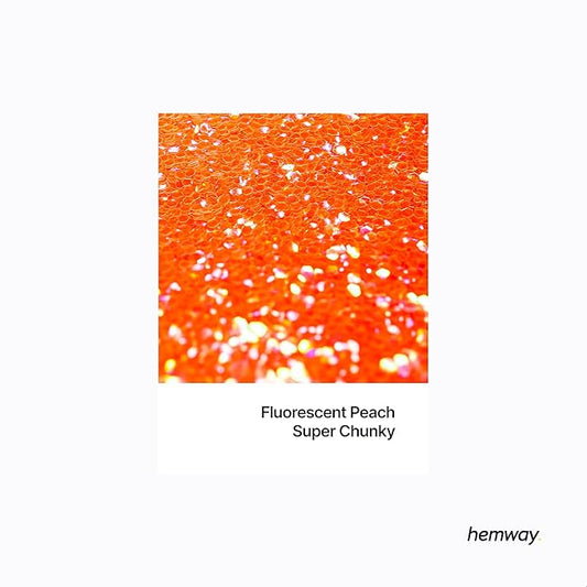 Hemway Polyurethane & Epoxy Resin Glitter 100g / 3.5oz Metallic Crystal Flake Additive for Flooring Jewelry Tumblers Glass Pigment - Super Chunky (1/8" 0.125" 3mm) - Fluorescent Peach