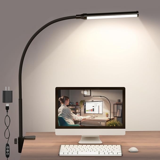 ShineTech LED Desk Lamp with Clamp, Clip On Desk Lamp by ShineTech