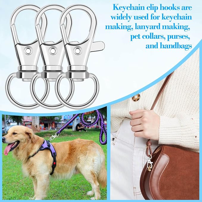 Anezus 100Pcs Key Chain Clip Hooks Swivel Lanyard Snap Hook Keychain Hooks - Image 5