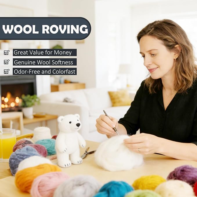 Wool Roving Dark Shadow, 3.4oz Needle Felting Wool, Perfect Felting Wool - Image 3