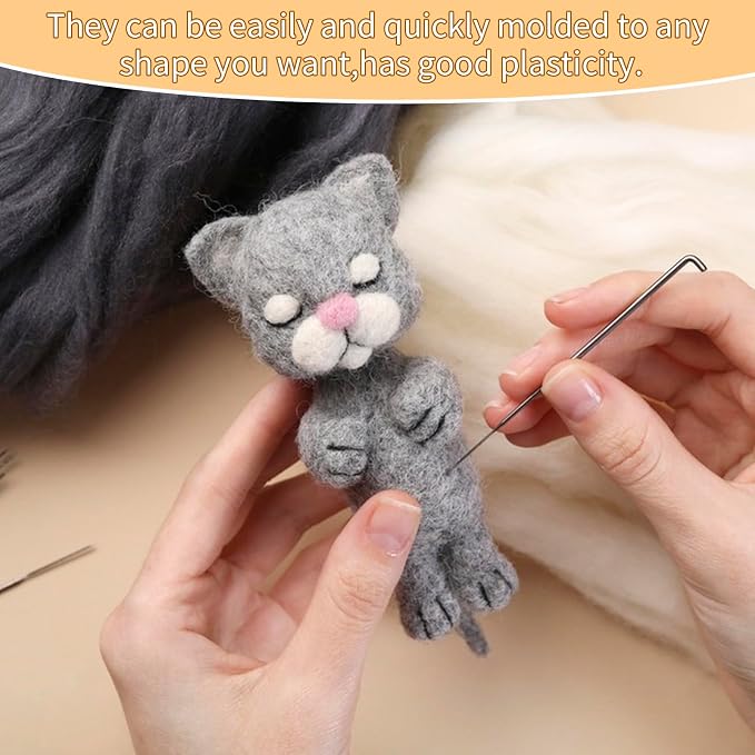 JeogYong Needle Felting Wool, 7.05oz Wool Roving Chunky Wool Yarn, - Image 4
