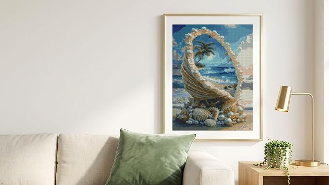 Seashell and Summer Beach Stamped Cross Stitch Kits, Embroidery Starter Kit - Image 4