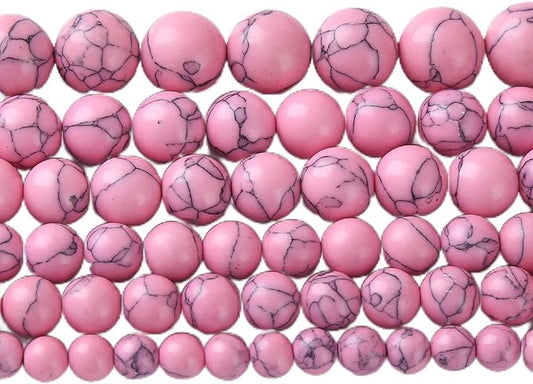 36pcs 10mm Pink Turquoise Beads Natural Stone Round Loose Spacer Beads for Jewelry Making DIY Bracelet Necklace 1 Strand 15inch