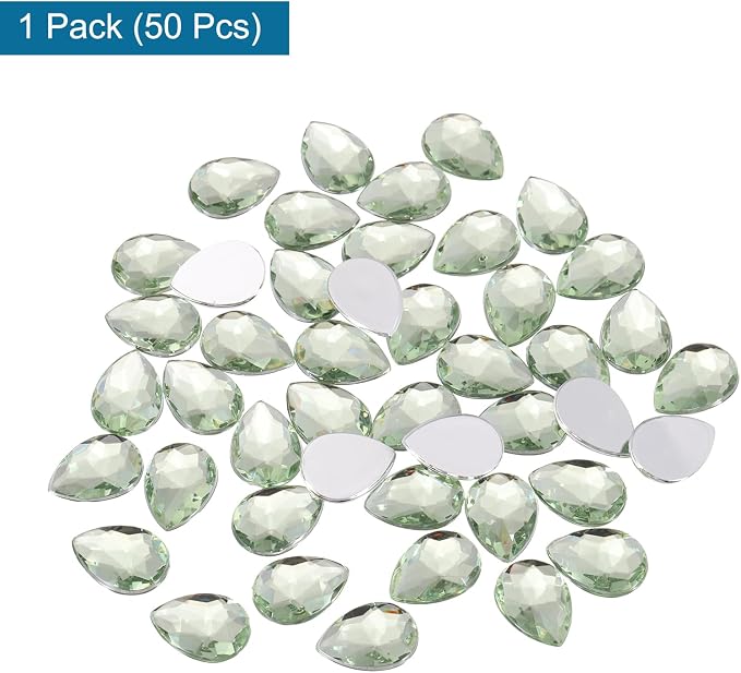 MECCANIXITY 50PCS Flat Back Acrylic Teardrop Gems 10x14mm Artificial Rhinestones - Image 3