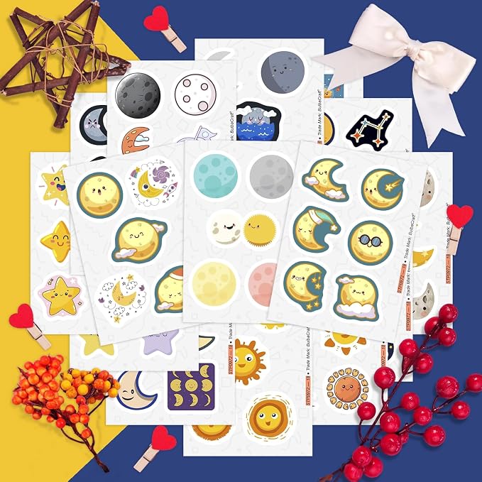 BulbaCraft 100Pcs Moon Stickers - Image 5
