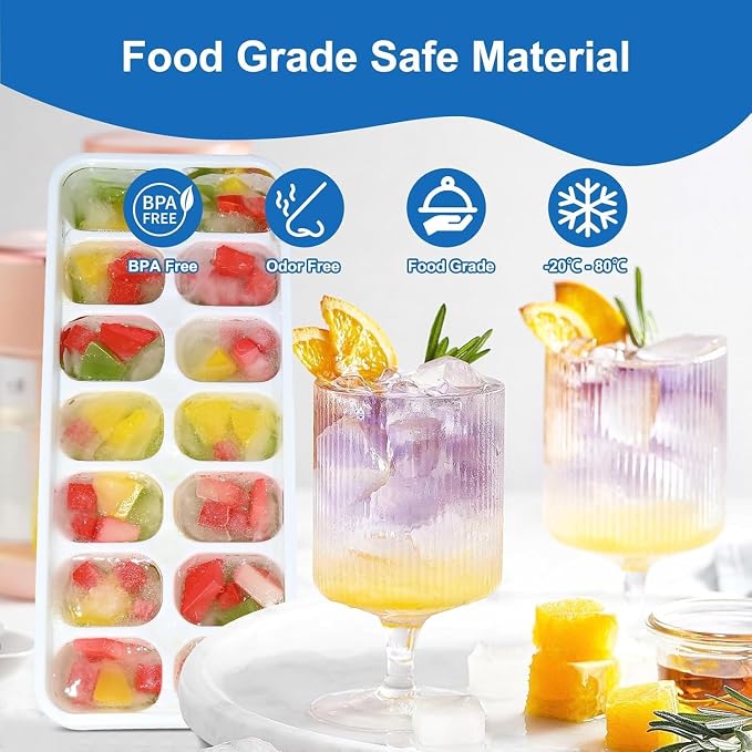 Ice Cube Trays with Lids for Freezer, 4 Pack Silicone Set, 56 Cubes | - Image 5