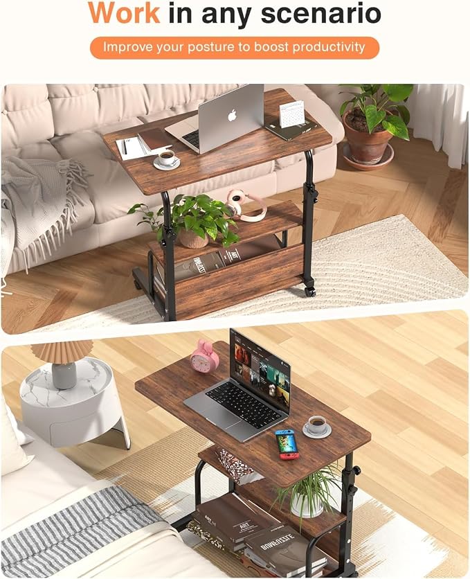 QZMDSM Portable Rolling Desk on Wheels Adjustable Height Desks - Image 5