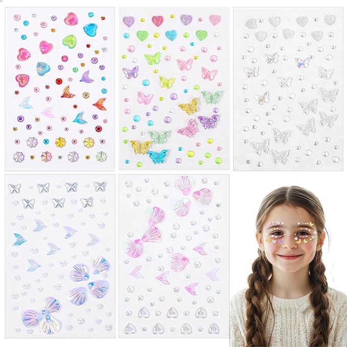 Yuanchu Gem Stickers Jewels for Crafts, 5 Sheets Rhinestone Self Adhesive | by Unknown