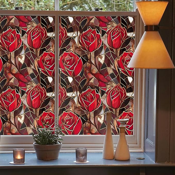 Modern Glaze Mosaic Red Roses 16“x118 Window Films Decorative Window Privacy - Image 3